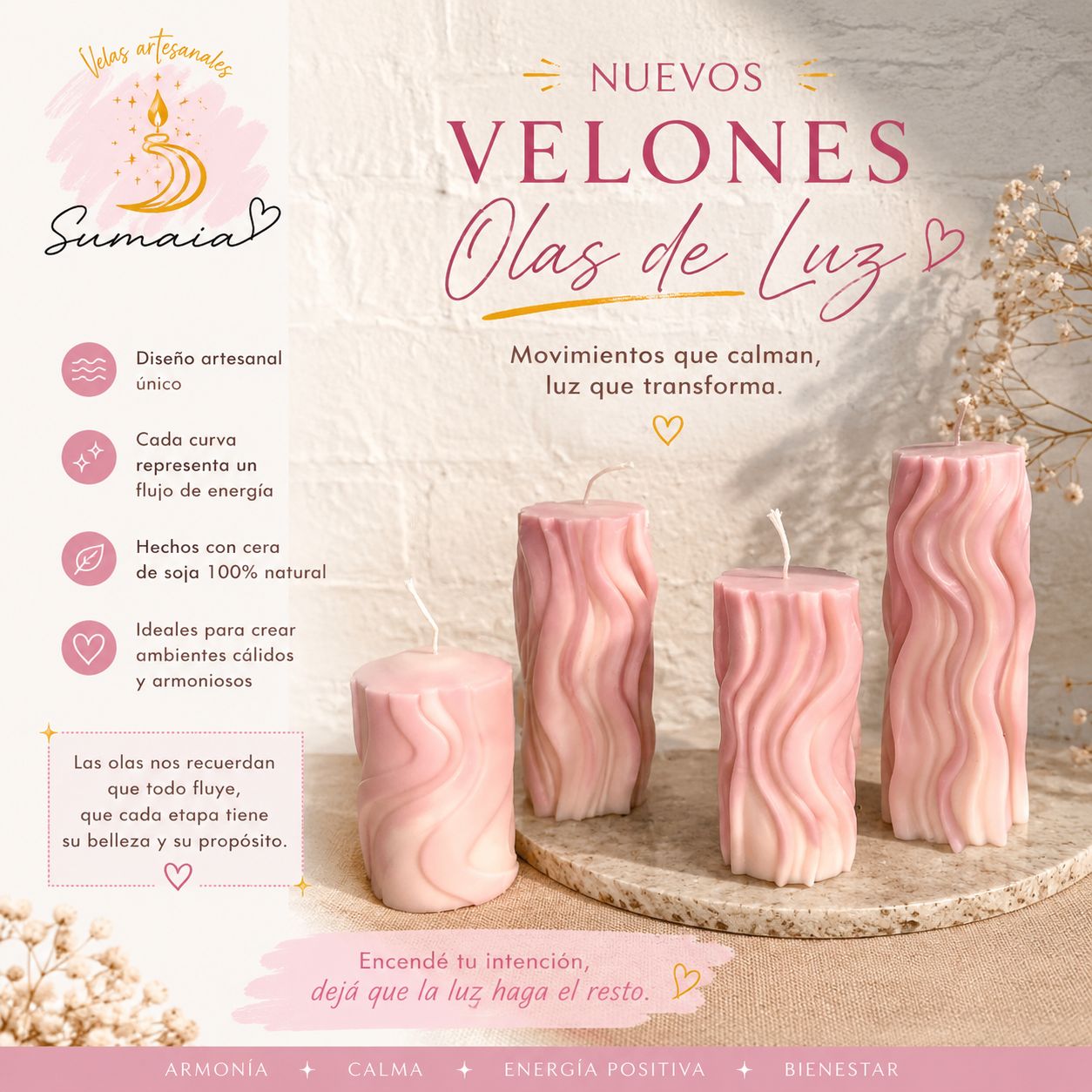 Colección Velones Olas de luz✨